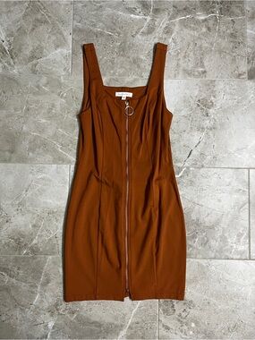 bailey blue Rust Brown Zip-Front Mini Dress